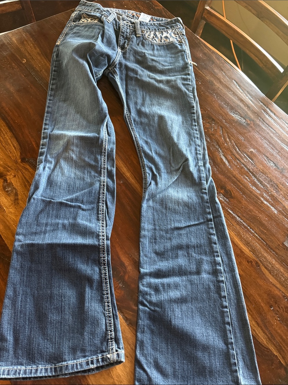 Cruel Girl Hannah 27/3L Blue Boot Cut Jeans with Leopard Embroidered Pocket - Picture 5 of 8